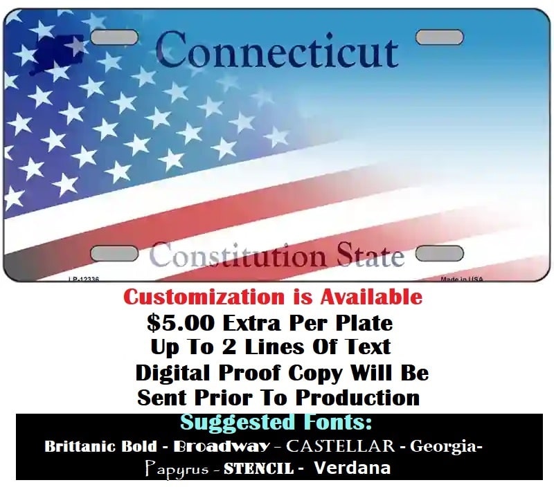 Customized Connecticut US Flag License Plate