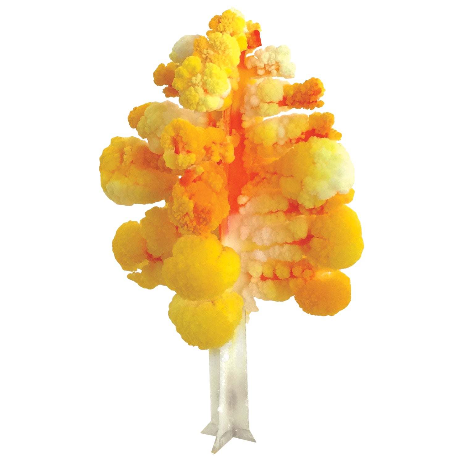 Model of a crystal Aspen tree with yellow and orange leaves on a white background