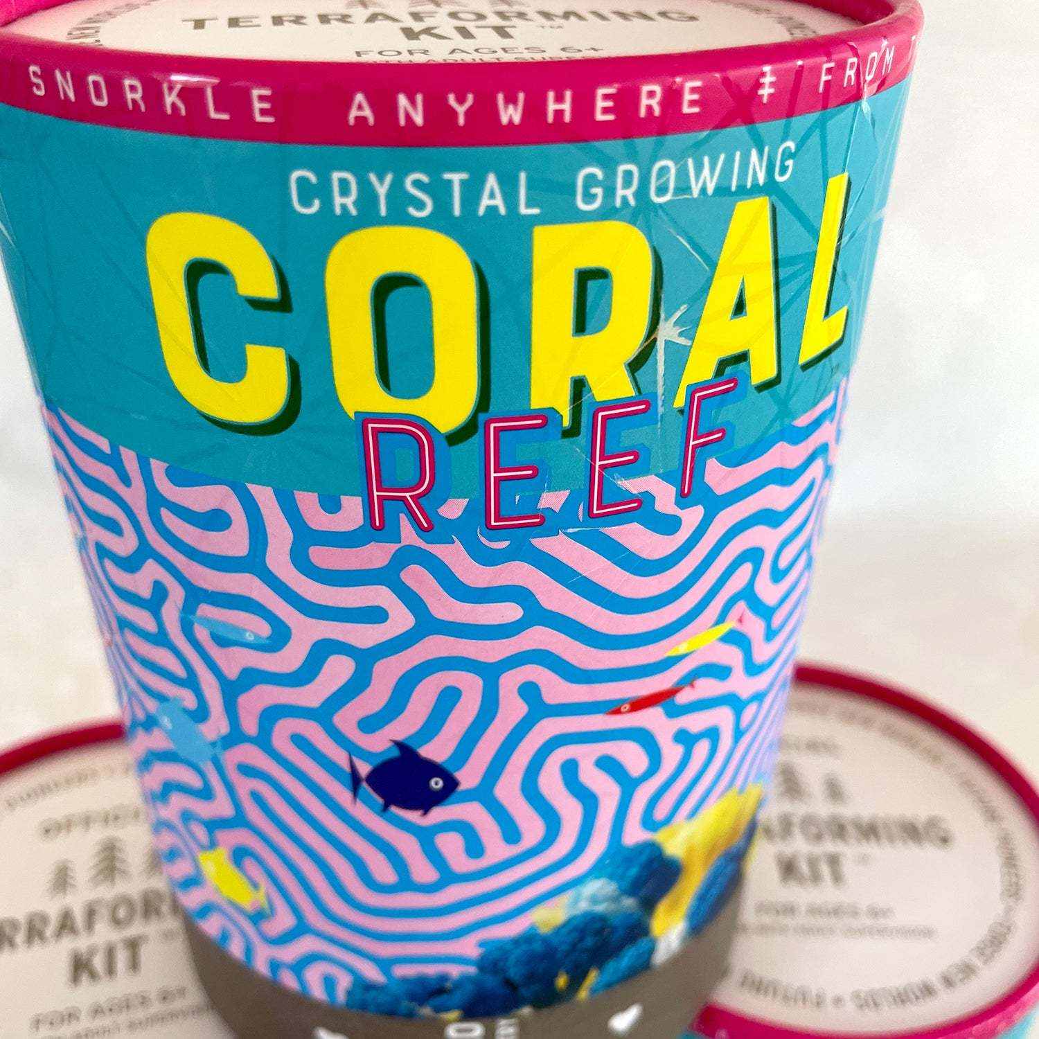 Coral reef kit packaging with colorful design and text