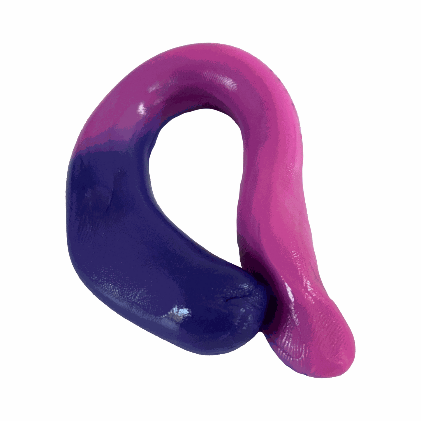 Purple and pink gootonium putty on a white background