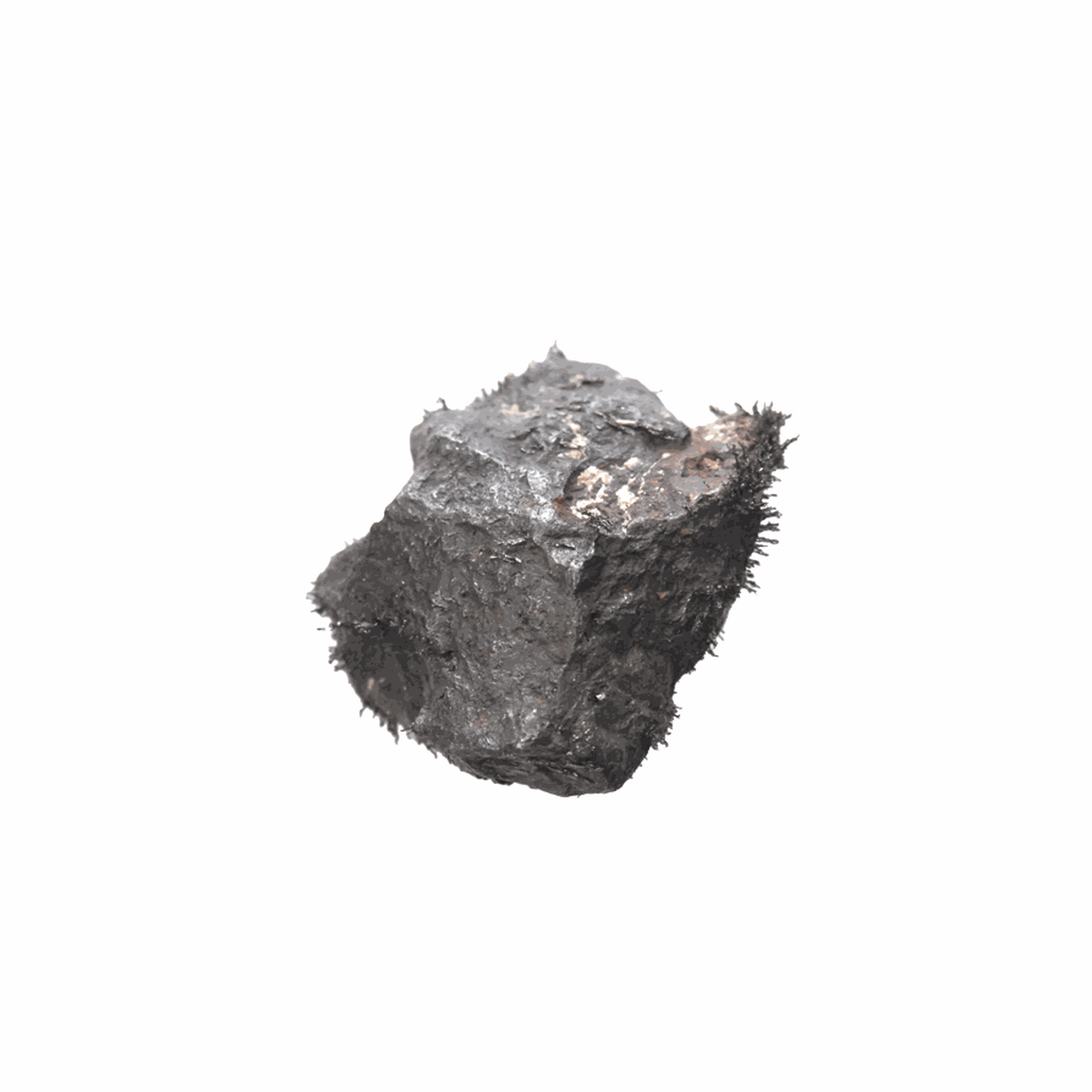 Raw metal ore on a white background