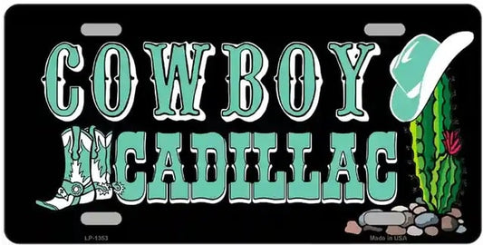 Cowboy Cadillac License Plate