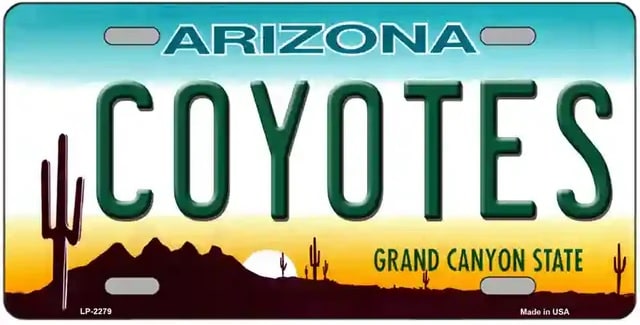 Coyotes Arizona Novelty State Metal License Plate