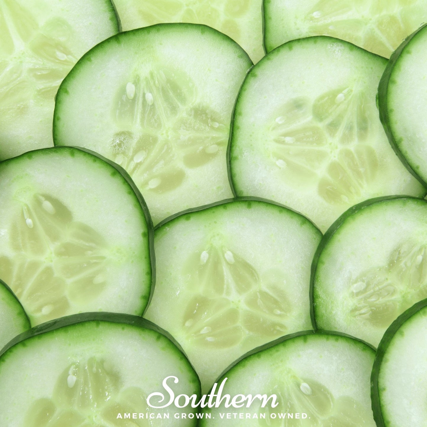 Pattern of sliced cucumbers with 'Southern' brand text at the bottom.