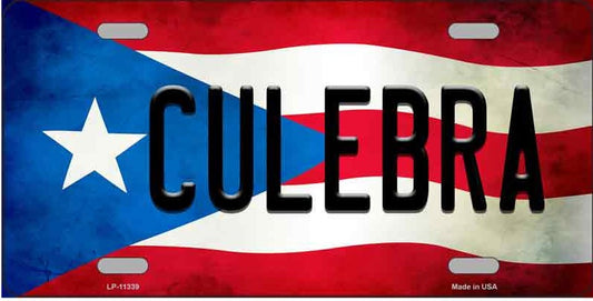 Culebra on Puerto Rican Flag Novelty Metal License Plate