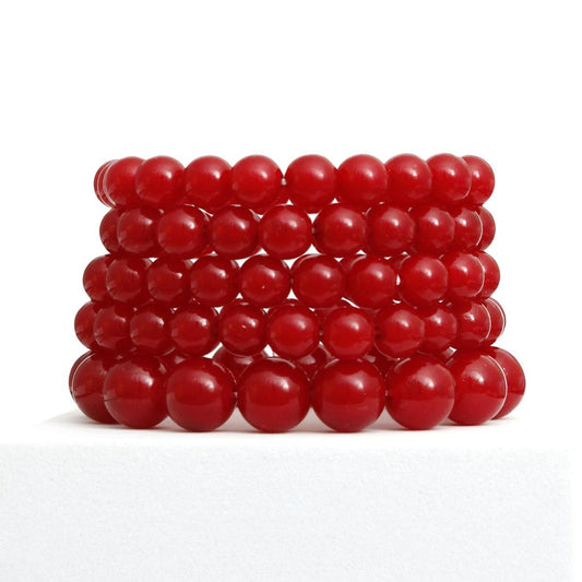 Bracelet Red Beaded 5 Pcs Set for Women