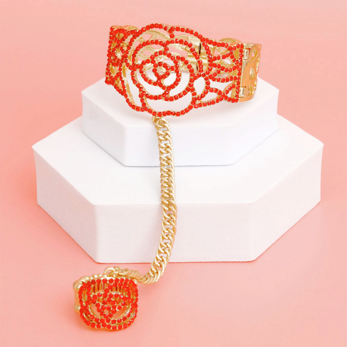 Bracelet Red Rose Stone Hand Chain for Women