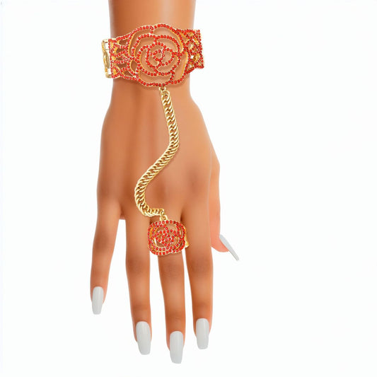 Bracelet Red Rose Stone Hand Chain for Women
