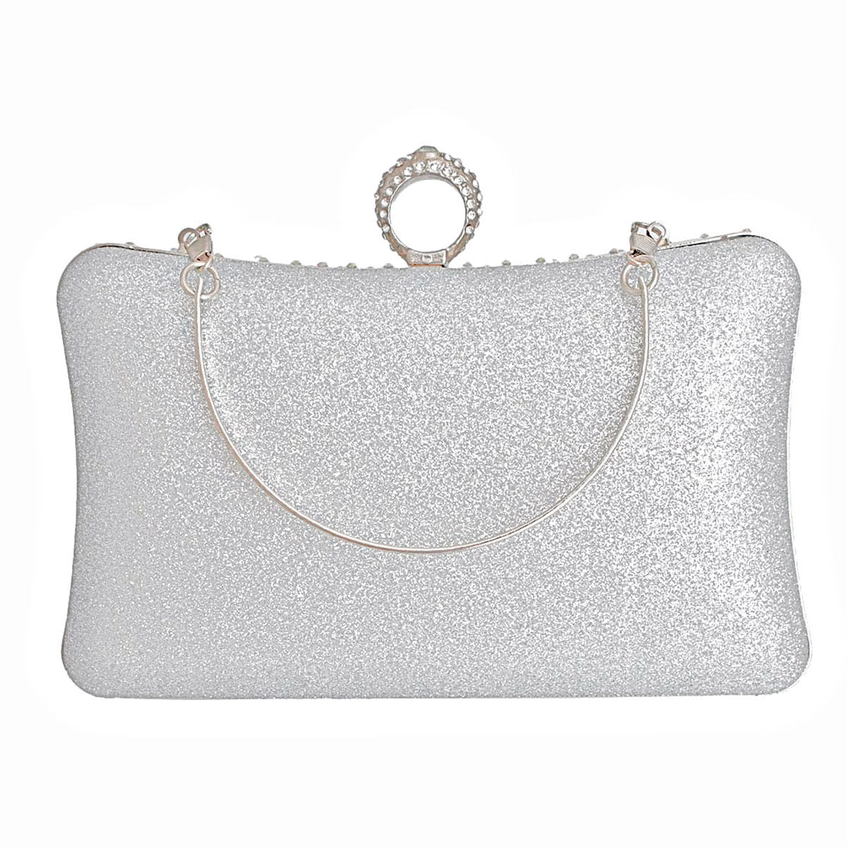 Silver Hardcase Ring Clutch