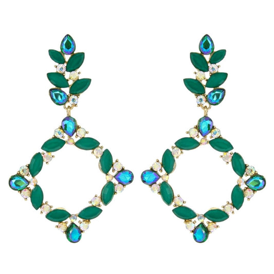 Green Diamond Drop Earrings