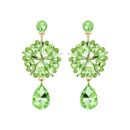 Lime Crystal Burst Earrings