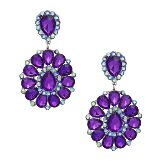 Clip On Brilliant Purple Teardrop Crystal Earrings