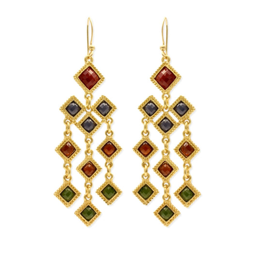 Gold Diamond Resin Earrings