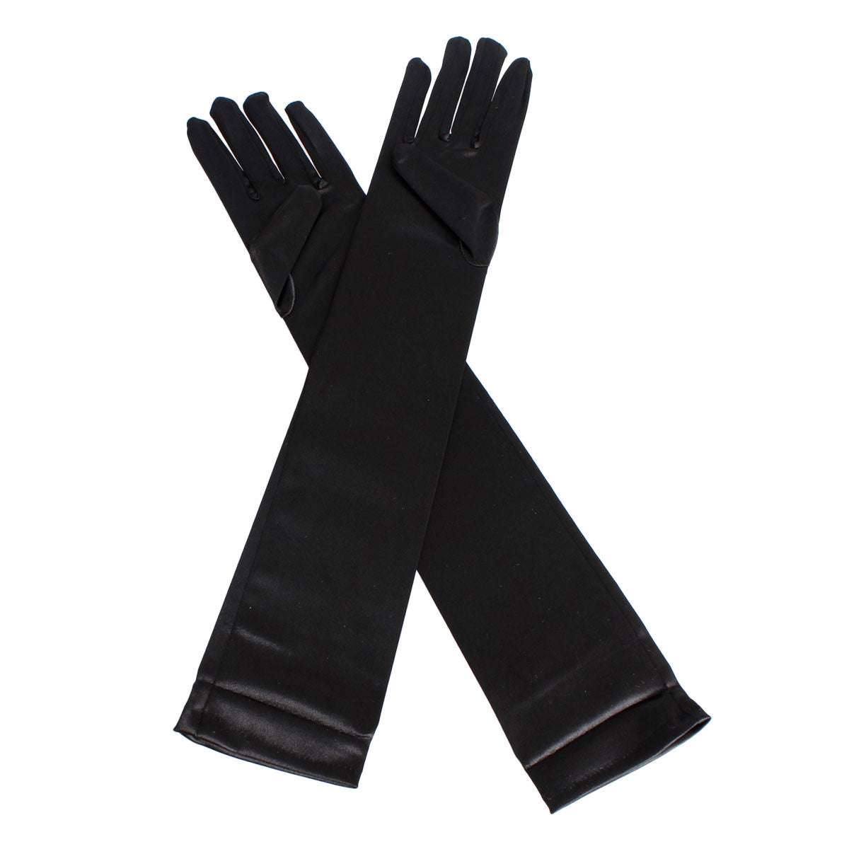 Long Black Satin Gloves