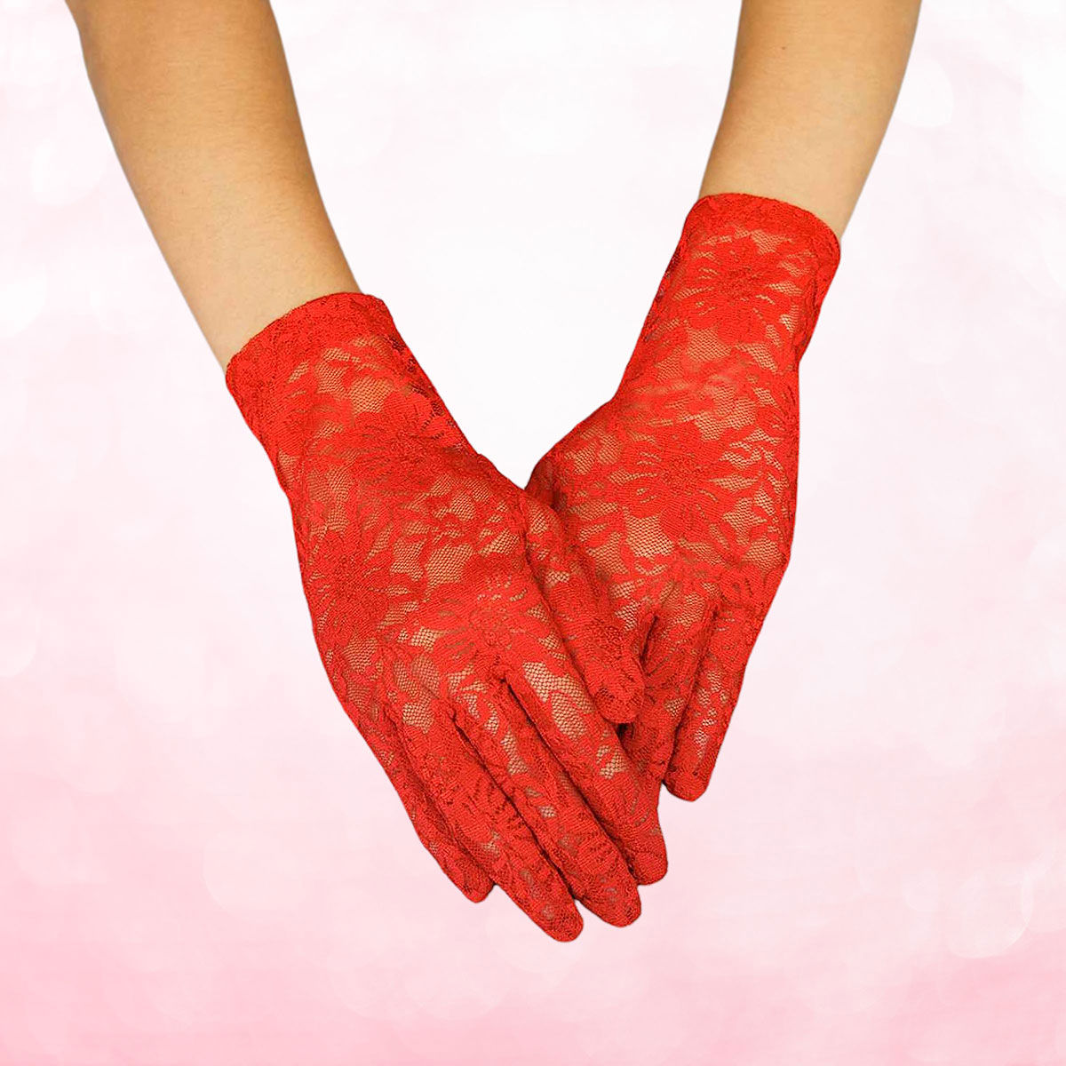 Red Lace Short Formal Gloves DST for Women