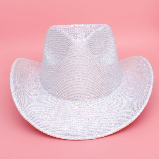 Cowboy Hat White Iridescent Stripe Fashion Hat