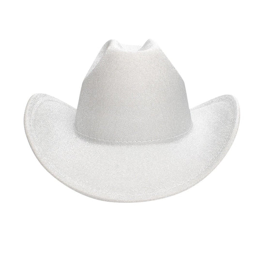 Cowboy Hat White Glittery Silver Rodeo Style
