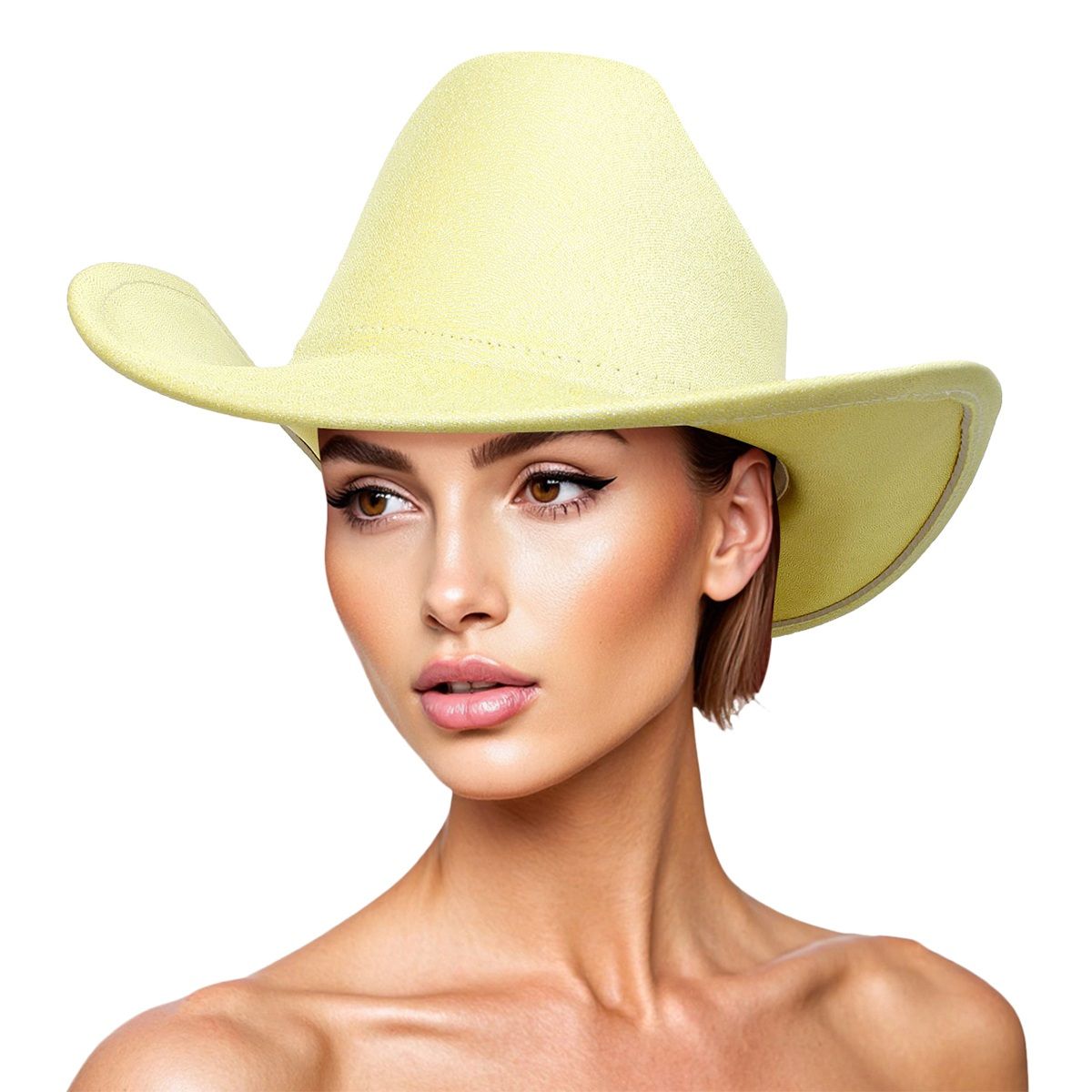 Cowboy Hat Yellow Metallic Finish Fashion Hat