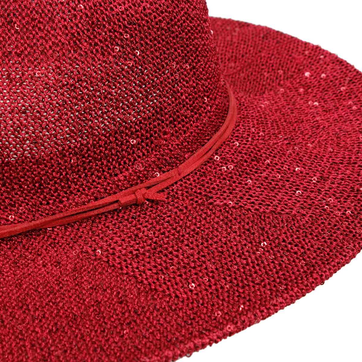 Cowboy Hat Red Sequin Embroidered Panama Hat