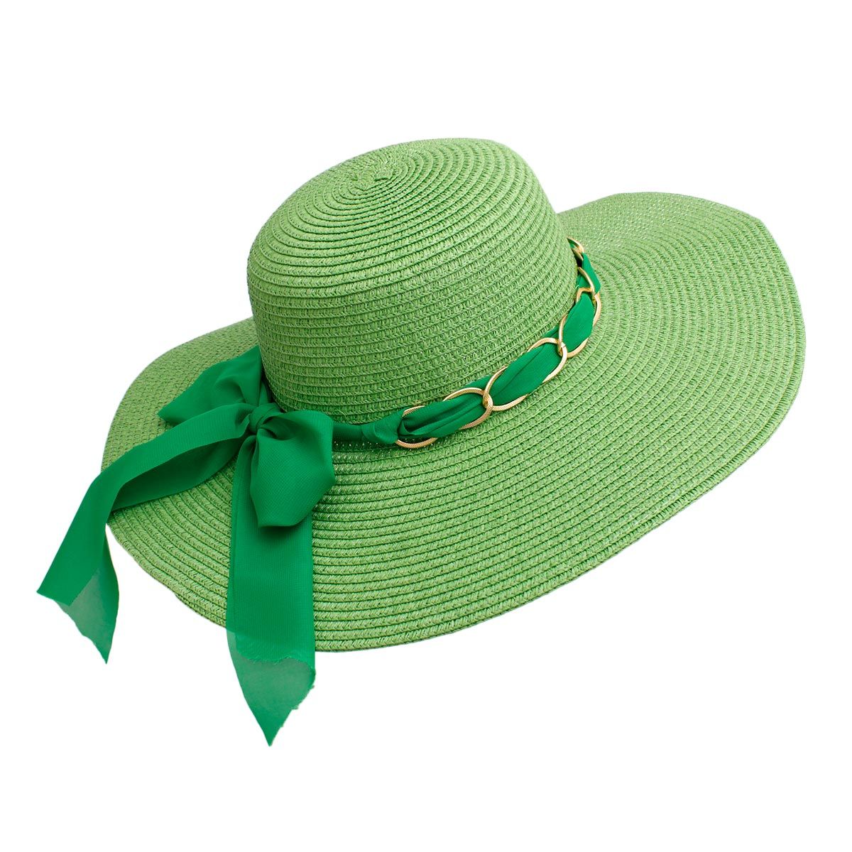 Straw Hat Classy Green Bow AKA Chapeau for Women