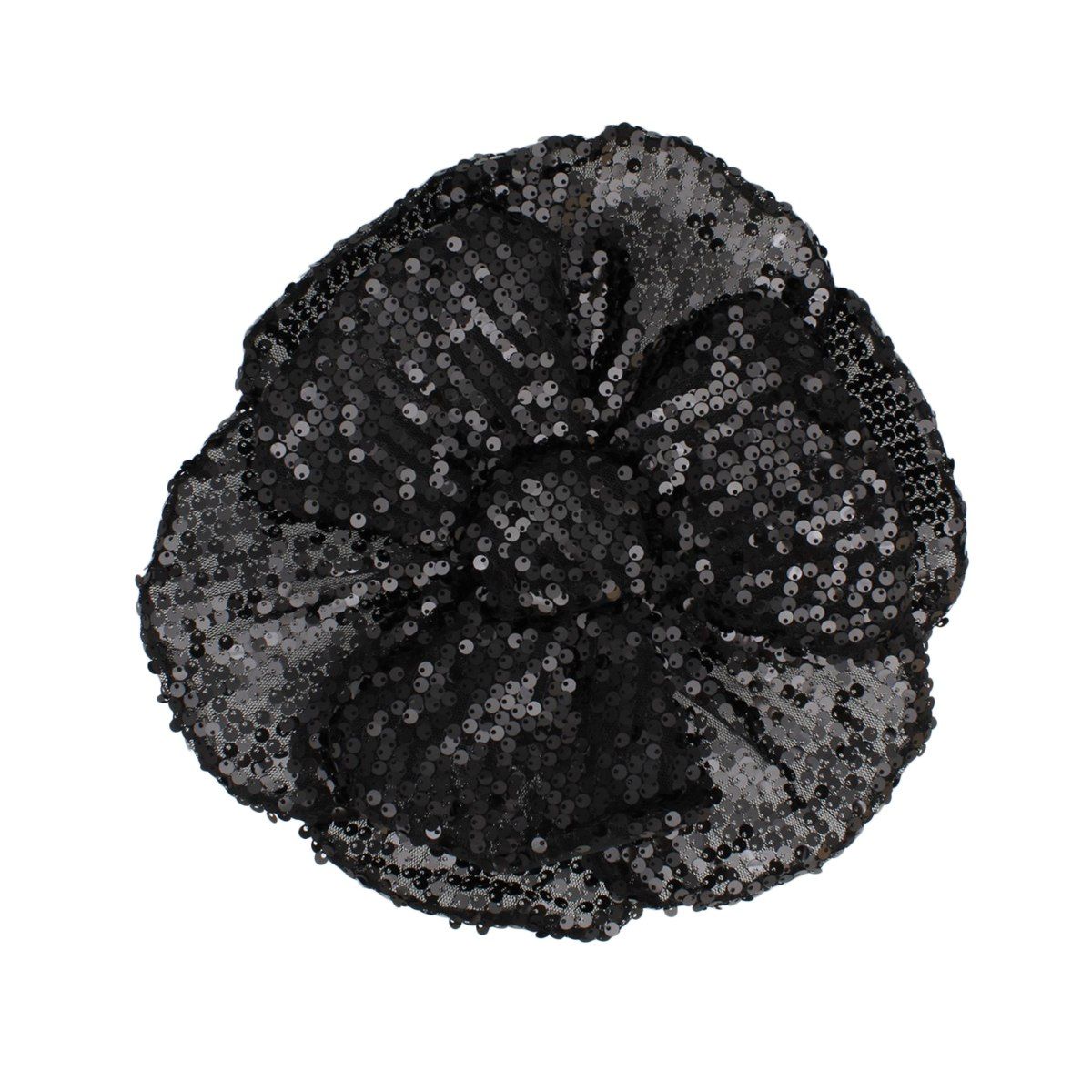 XL Flower Black Sequin Hair Clip Headband Brooch