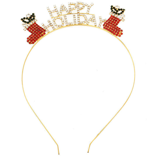 Rhinestone Gold Holiday Hair Band