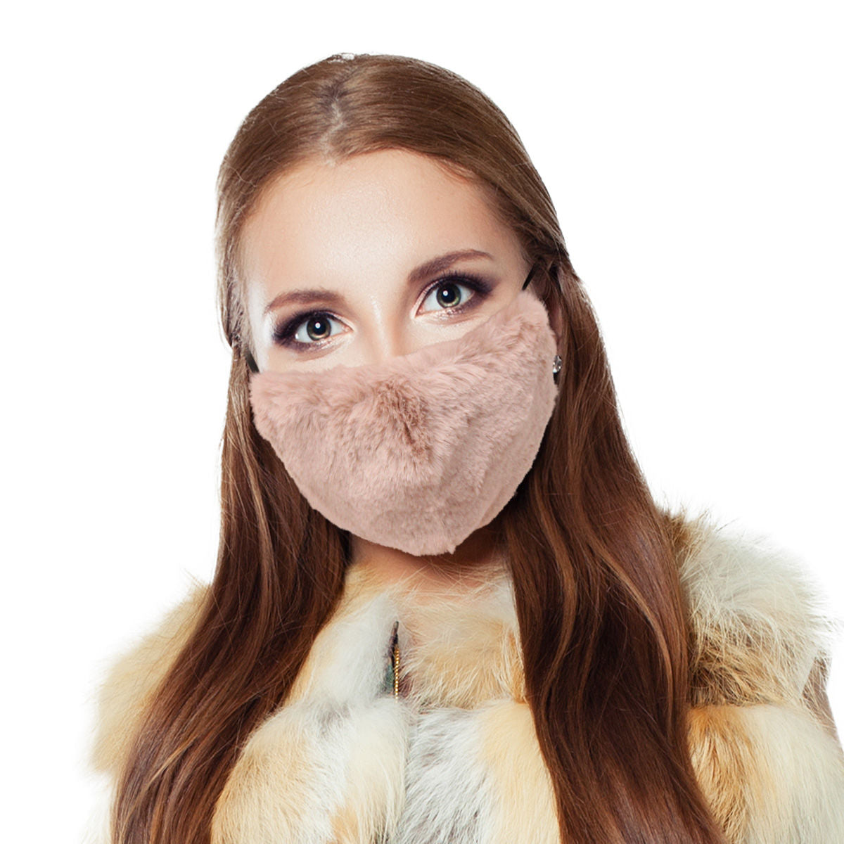 Light Brown Faux Fur Mask