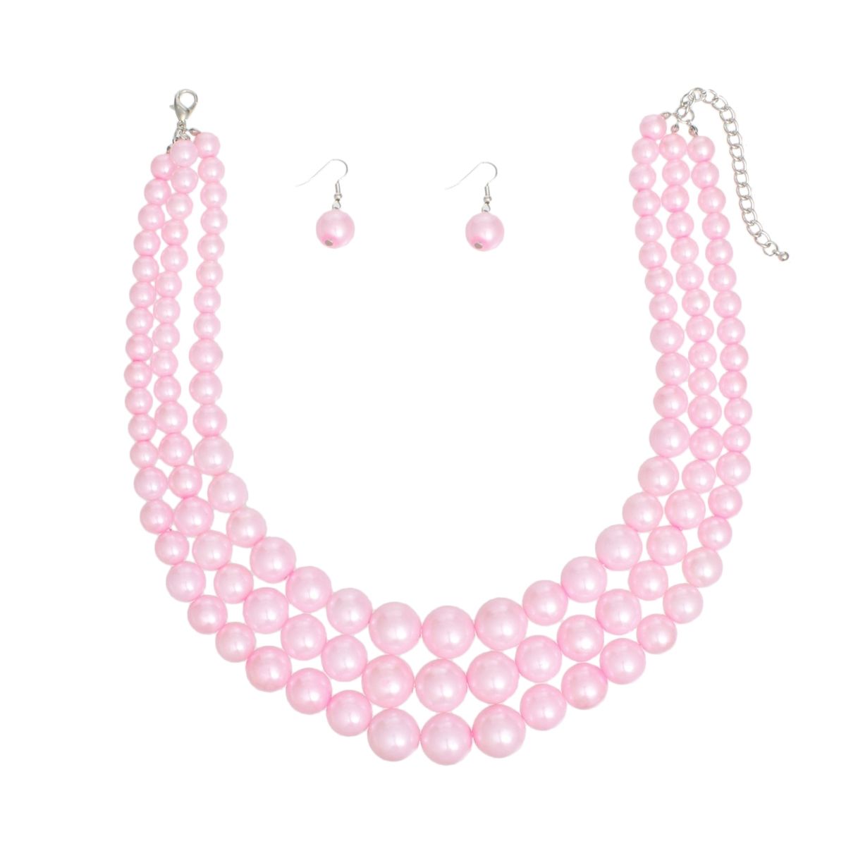 Pearl Bubble Gum Pink 3 Strand Necklace for Women