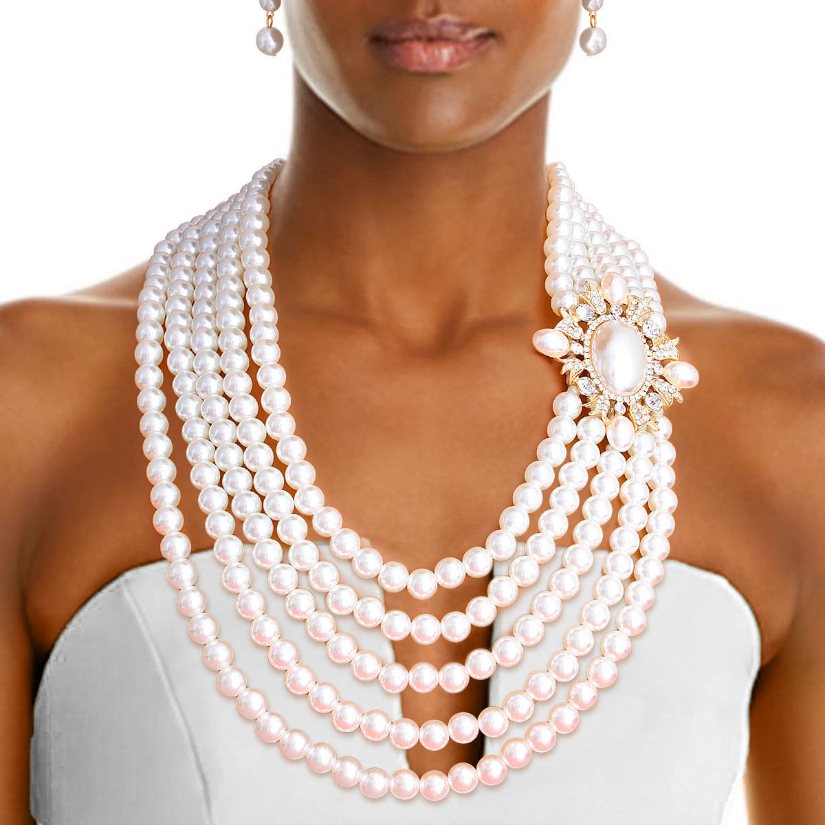 Cream 5 Strand Vintage Pearl Set