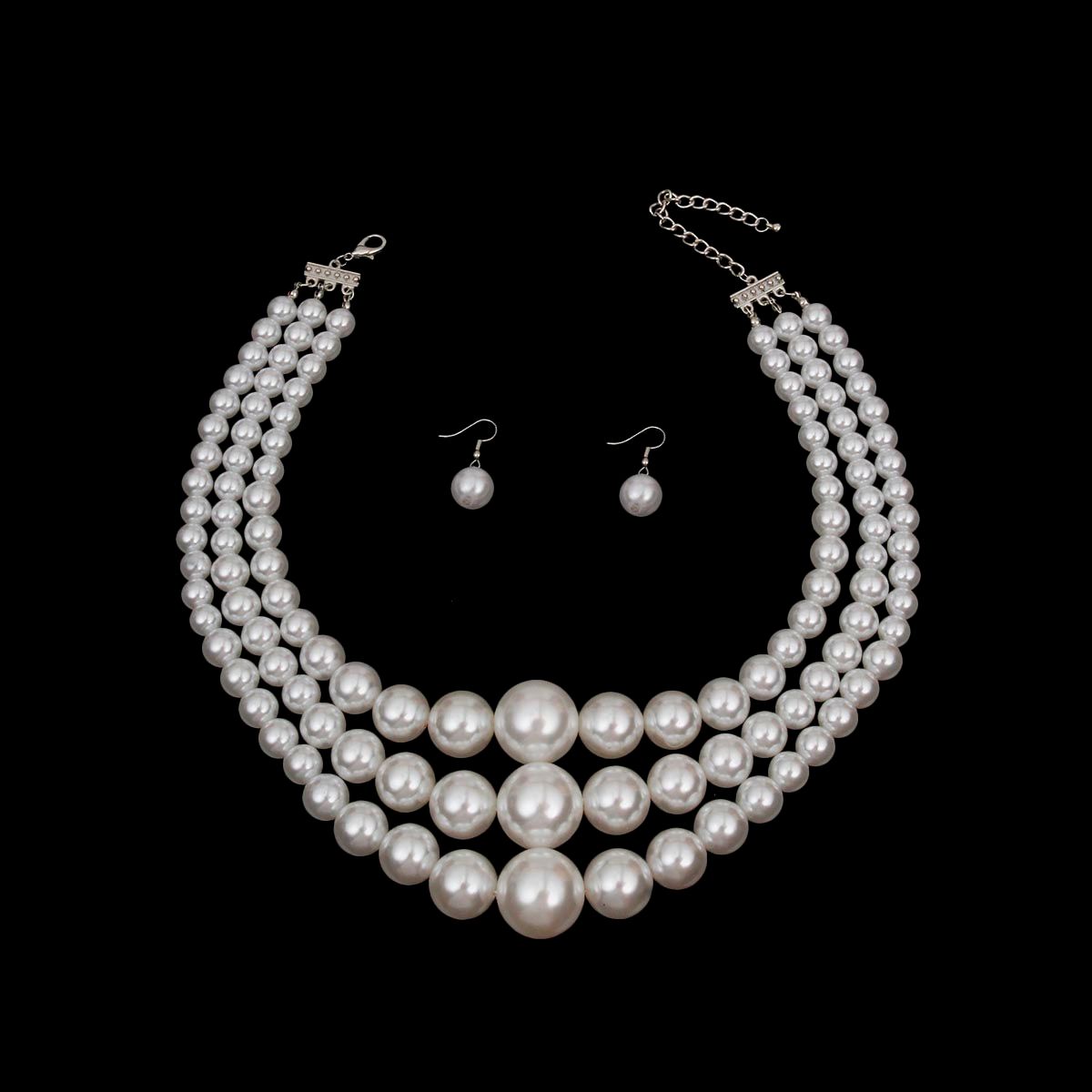 Pearl Necklace White Bubble Gum 3 Layer for Women