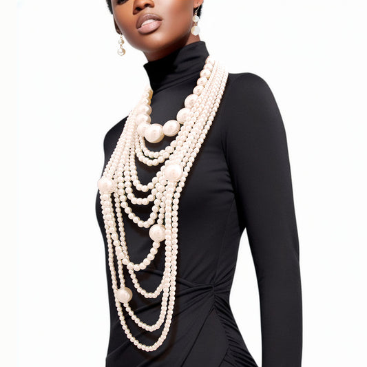 Luxe Elegance: Cream Multi-Strand Pearl Set