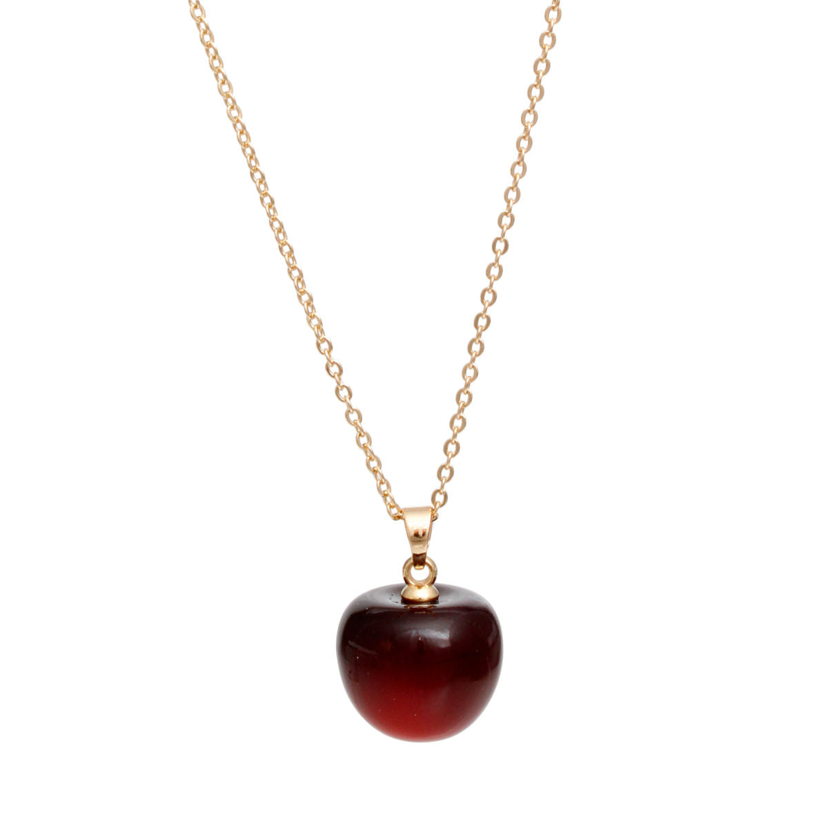 Pendant Cherry Drop Deep Red Gold Chain Necklace