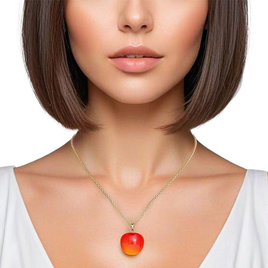 Pendant Cherry Drop Orange Red Gold Chain Necklace