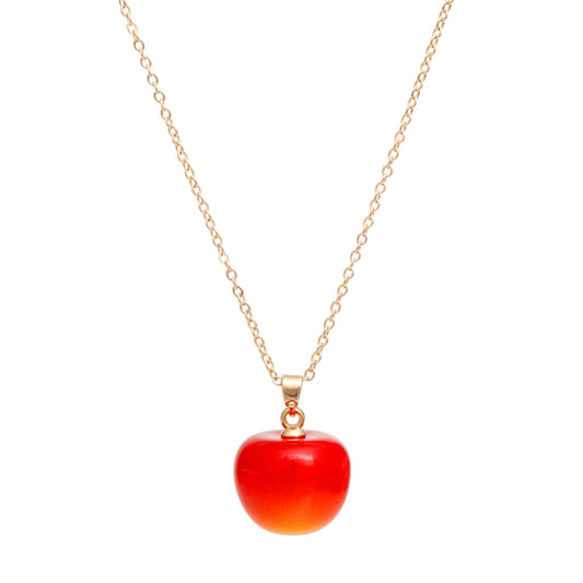 Pendant Cherry Drop Orange Red Gold Chain Necklace