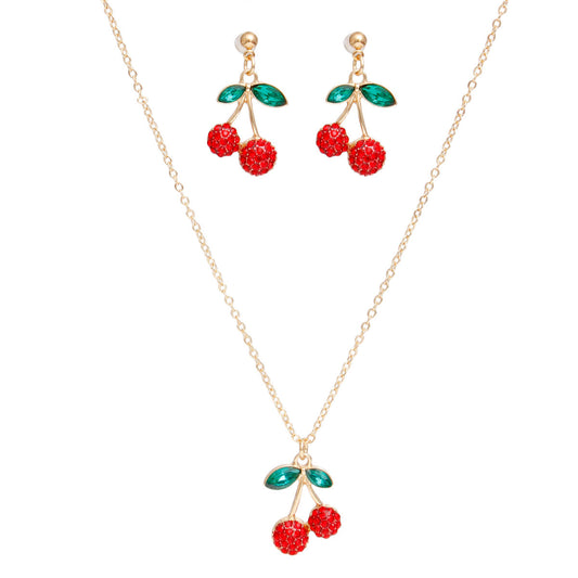 Pendant Cherry Red Lightweight Gold Chain Necklace