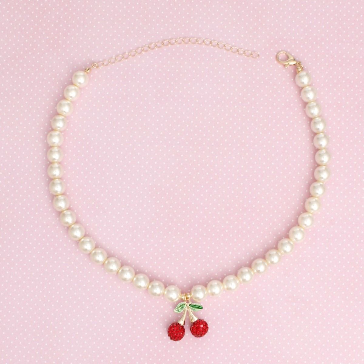 Pendant Cream Pearl Cherry Red Necklace for Women