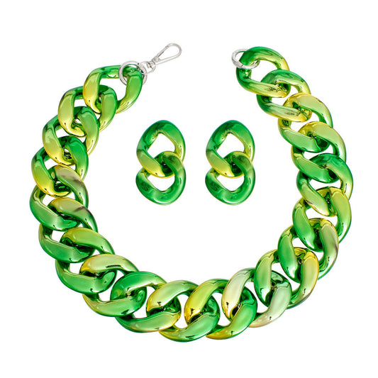 Chain Necklace Bag Strap Green Link for Women