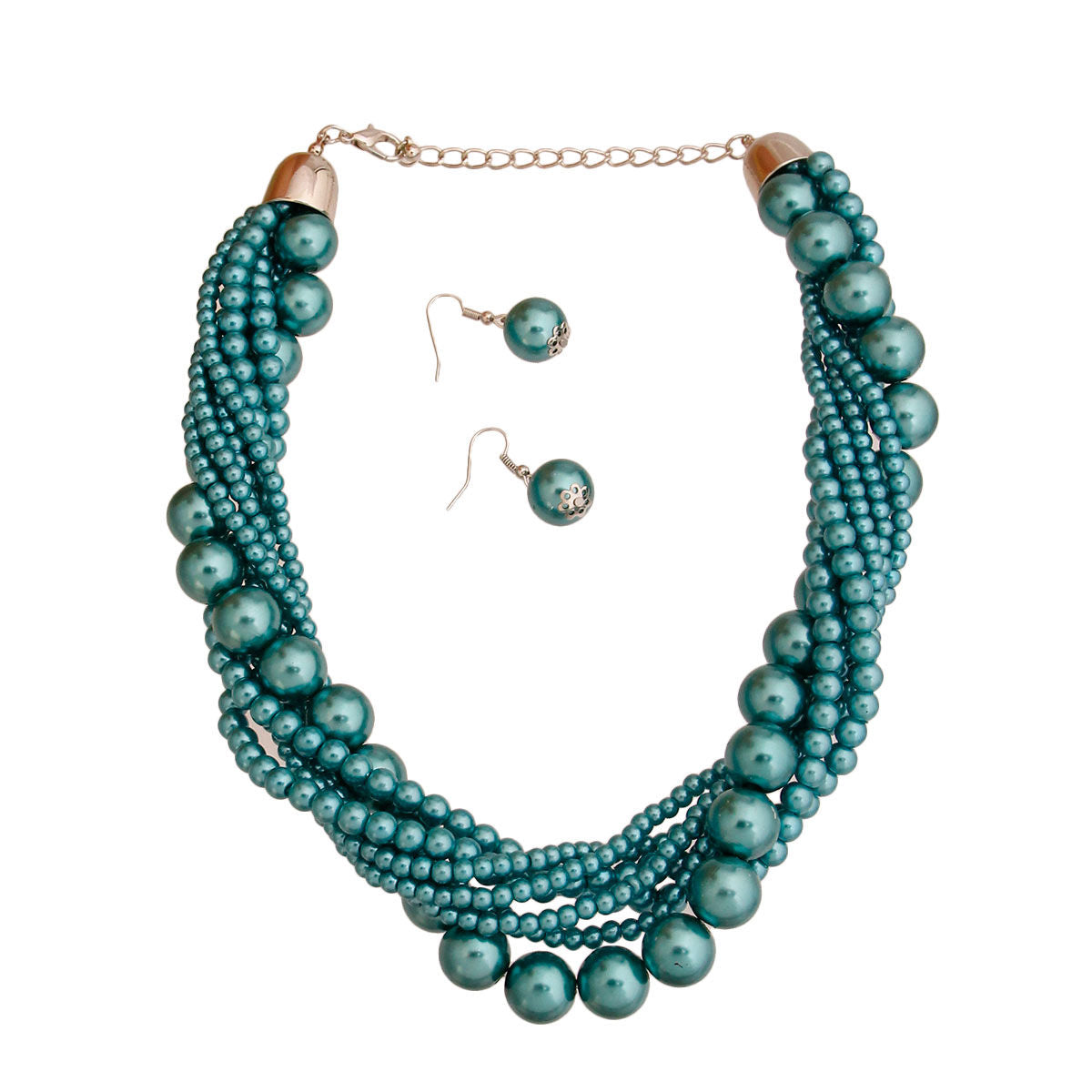 Teal Pearl Twisted Strand Set