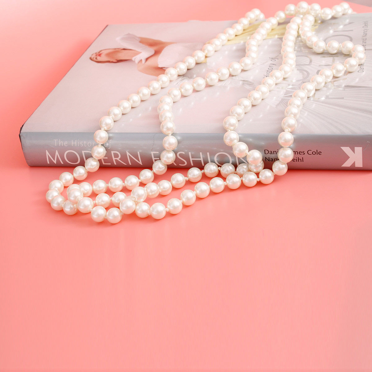 Endless 12mm Cream Glass Pearl Necklace for Women