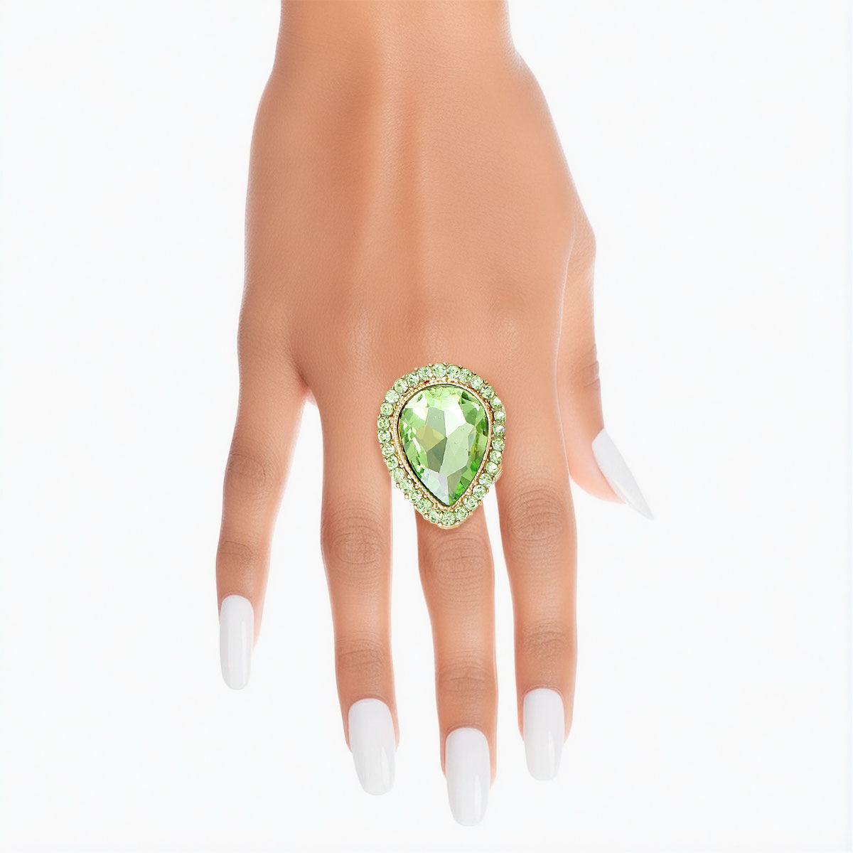 Cocktail Ring Lime Glass Teardrop for Women