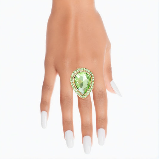 Cocktail Ring Lime Glass Teardrop for Women