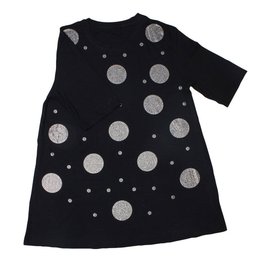 Short Sleeve T-Shirt Black Bling Circles for Women