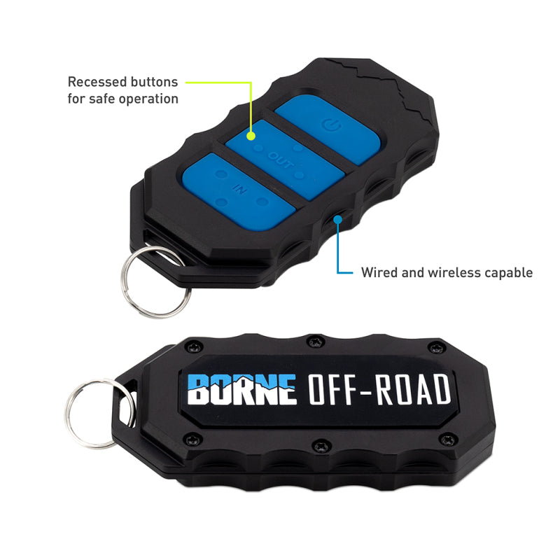 Black and blue device with 'Borne Off-Road' branding on a white background