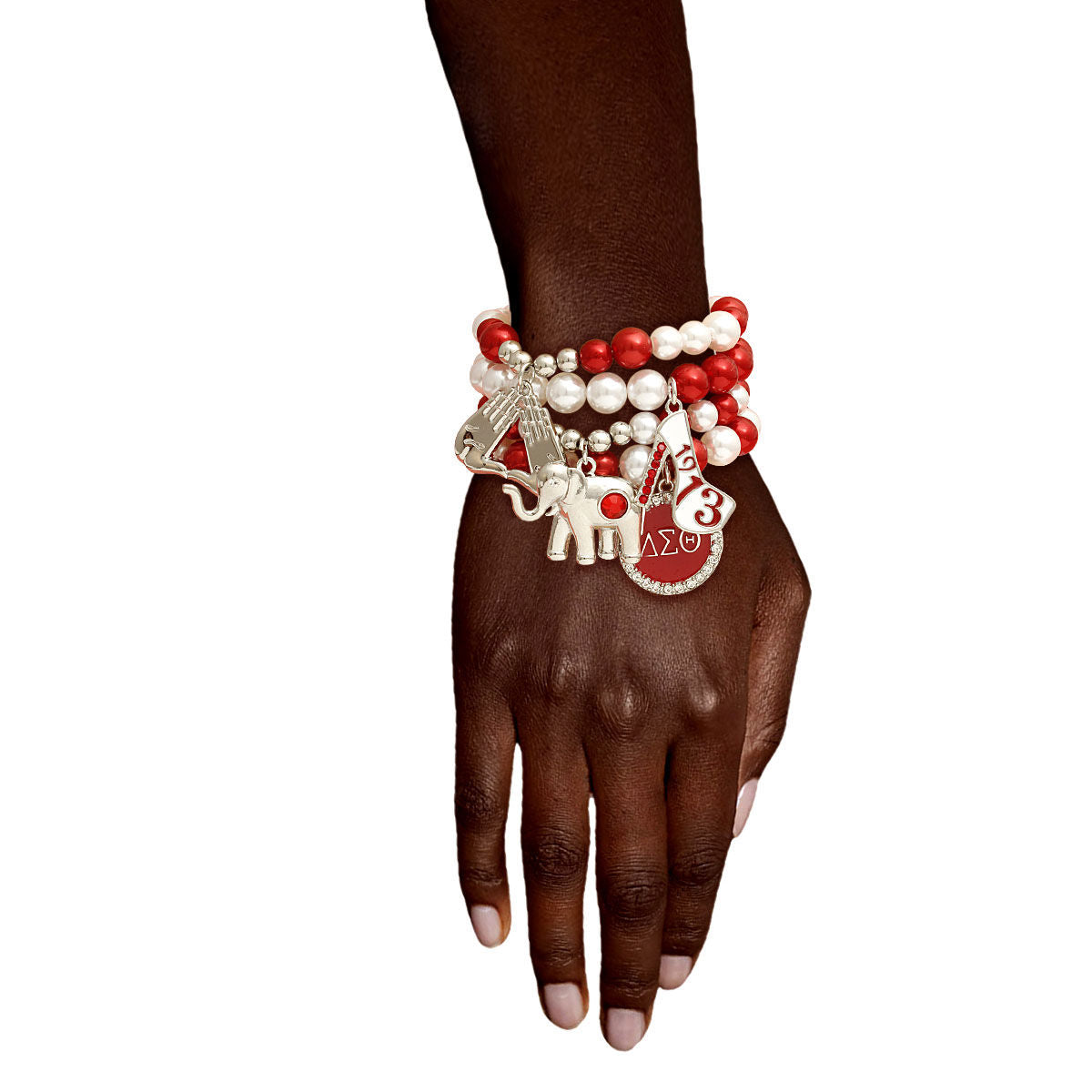 Red White Pearl DST Bracelets| Stretch to Fit