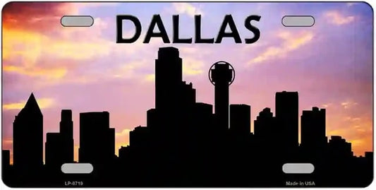 Dallas Silhouette Skyline Novelty Metal License Plate