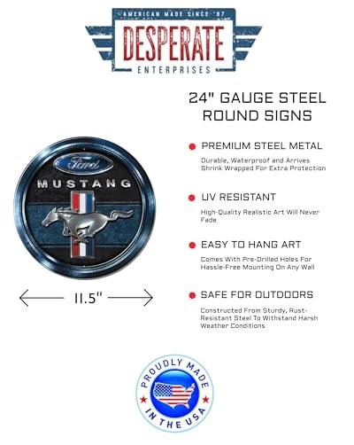 Ford Mustang Circular Metal Sign