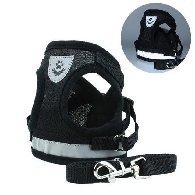Dog Harness and Leash Set For  Small Medium Dogs Nylon Mesh Puppy Cat Harnesses Vest Reflective Walking Lead Leash Puppy Harness and Leash No Pull Adjustable Reflective Harness with Soft Mesh for Puppies and Small Dogs