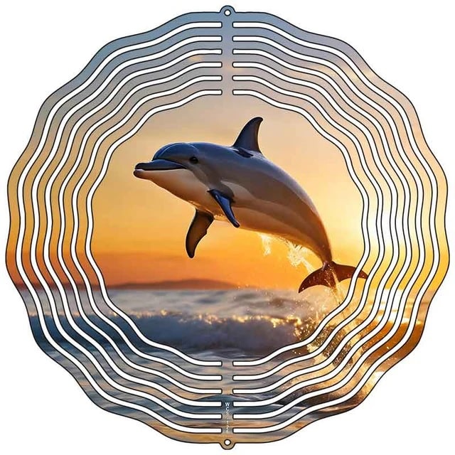 Dolphin Leaping Novelty Metal Wind Spinner