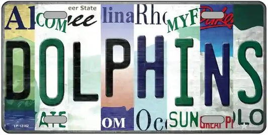 Dolphins Strip Art Folk Art License Plate Style Sign