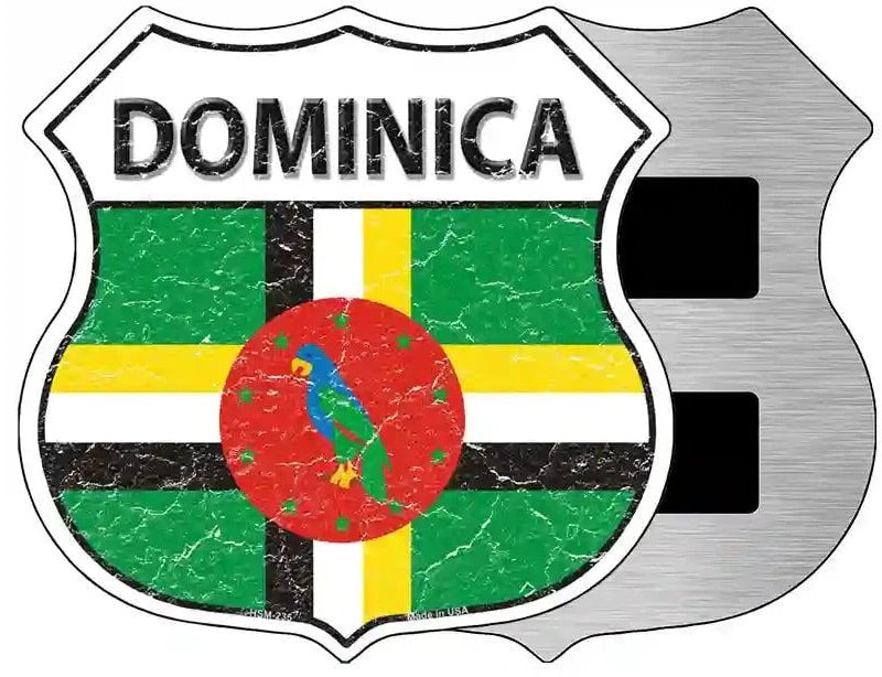 Dominica Flag Highway Shield Magnet